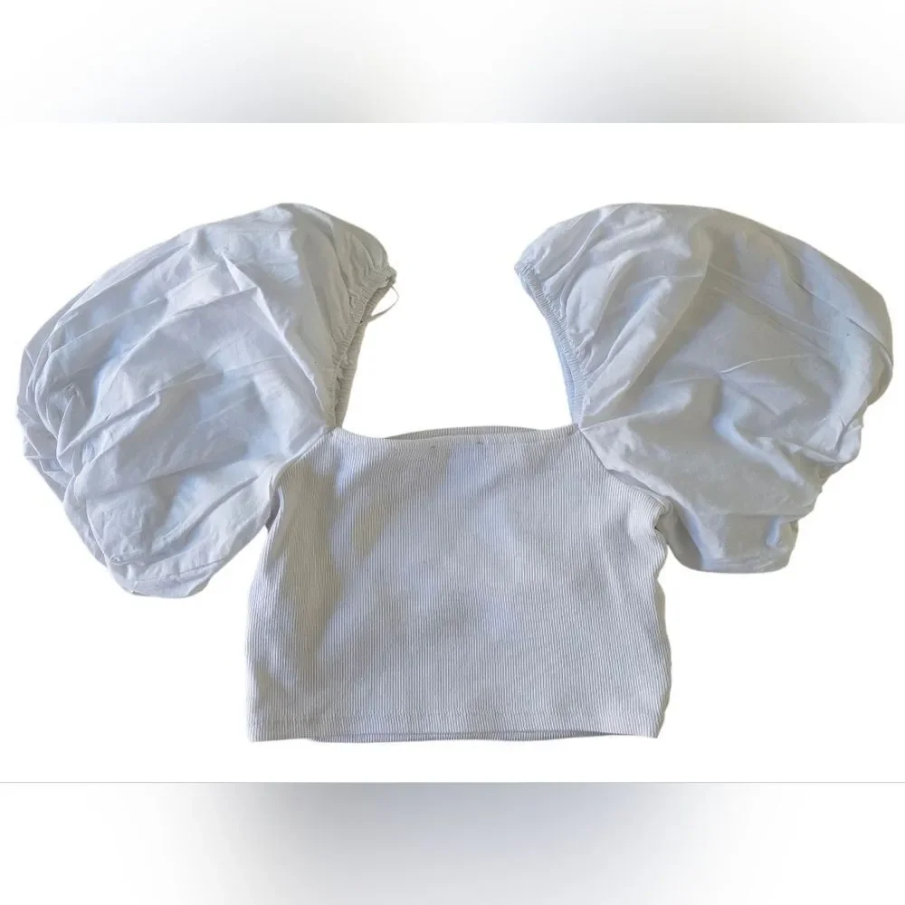 Zara White Puff Sleeve Blouse